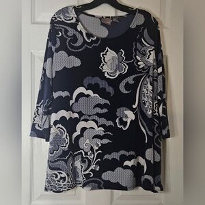 Chico's Floral 3/4 Sleeve Blouse